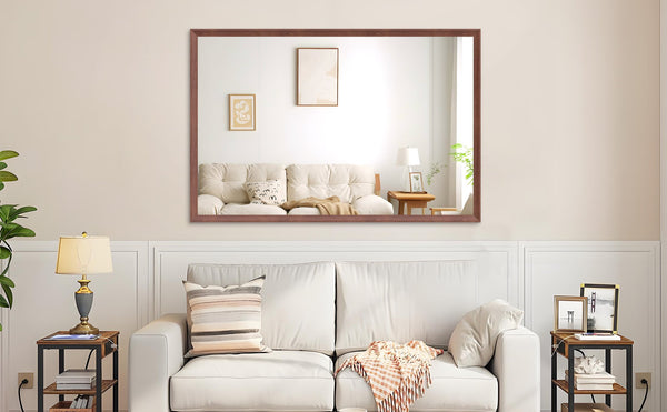 English Elm 60"X40" Oversized Modern Rectangle Mirror With Walnut Frame - Versatile Wall-Mounted Style For Any Room W708P297661
