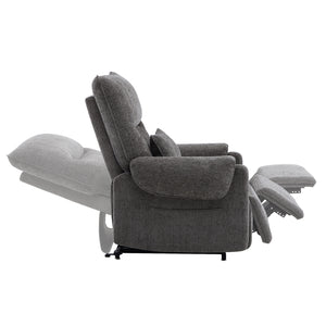 English Elm Jennifer Taylor Home - Glenn Power Lift Assist Recliner - Steel Gray Chenille, Lumbar Pillow, Side Pocket, Quiet Motor B2719P328584