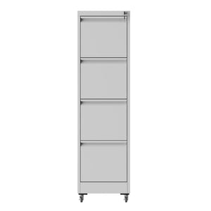 English Elm 4 Drawer Locking File Cabinet on Wheels with Anti-Tilt System, Corrosion-Resistant Metal, Secure Mobile Storage White T2398P310005