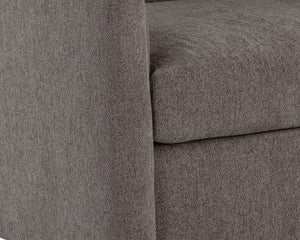 Sunpan Birrit Swivel Armchair - Luxurious Comfort with Durable Performance Fabric and Sleek Wooden Base Alaska Hedgehog Brown