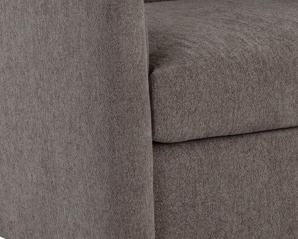 Sunpan Birrit Swivel Armchair - Luxurious Comfort with Durable Performance Fabric and Sleek Wooden Base Alaska Hedgehog Brown