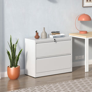 English Elm Lateral Steel Filing Cabinet Two Drawer Locking Anti-tip Home Office Storage W2735P428819