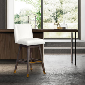 English Elm Isabella Swivel Barstool Rubberwood Frame Pearl Upholstered Seat for Kitchen Islands B2736P464897