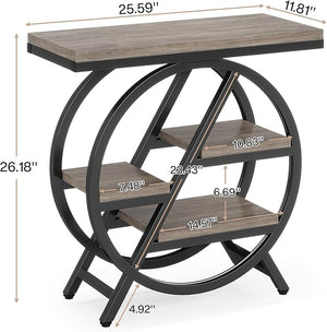 English Elm Bedside 4 Tier Open Shelf Table Matte Black Steel Frame Industrial Rustic Gray Top T3971P451289