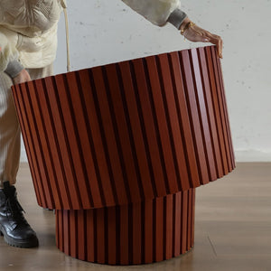 English Elm Round Wood Coffee Table - Stylish Walnut Finish For Small Spaces, Fully Assembled, Safe & Durable W3081P255018-GIGA