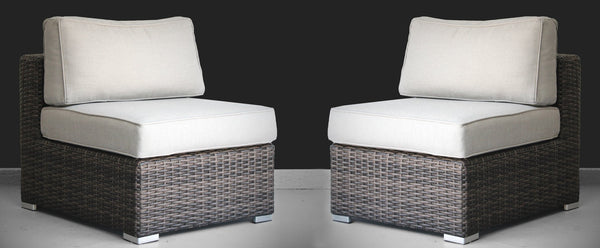 English Elm Minnesota Armless Sectional Seating Set - Elegant 2-Piece Outdoor Wicker Chairs With Cushions B120P233843