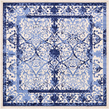 Unique Loom La Jolla Traditional Machine Made Floral Rug Ivory and Blue, Blue/Light Blue/Navy Blue 9' 10" x 9' 10"