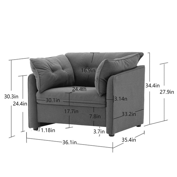 English Elm Modern Chenille Oversized Armchair - Cozy Accent Chair For Living Room, Bedroom, And More! W2997P236147