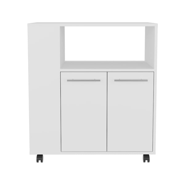 English Elm Bethesda Kitchen Cart White – Durable Engineered Wood, Open Shelf & Double-Door Cabinet for Storage B092P286113