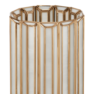 Daze Uplight Table Lamp in White Milk Glass with Antique Brass Finish - Contemporary Glow for Any Room