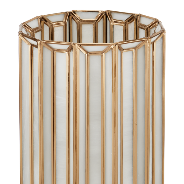 Daze Uplight Table Lamp in White Milk Glass with Antique Brass Finish - Contemporary Glow for Any Room