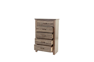 English Elm Natural Retro-Modern Wooden Dresser with Tapered Legs, Weathered Grey-Brown Finish & Black Grooves Natural 35 L x 20 W x 55 H B011P193967