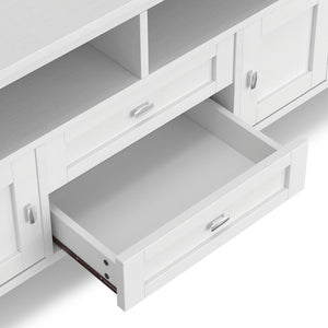 English Elm Warm Shaker 72" White Tv Media Stand - Handcrafted Solid Wood With Versatile Storage & Elegant Design B136P159717-GIGA