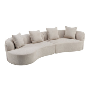 English Elm Christopher Knight Home® - 126" Curved Sectional Sofa In Almond Boucle - Modern Comfort For Stylish Living Spaces & Families N771P247830V_N771P247831V