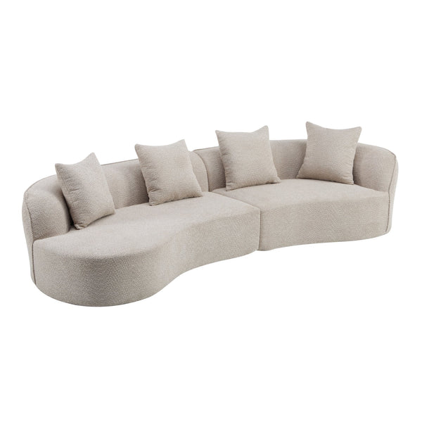 English Elm Christopher Knight Home® - 126" Curved Sectional Sofa In Almond Boucle - Modern Comfort For Stylish Living Spaces & Families N771P247830V_N771P247831V