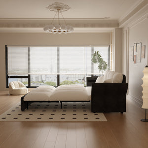 English Elm 74.8" Queen Pull Out Sofa Bed - 3-In-1 Convertible Velvet Loveseat With Pillows For Cozy Spaces W1885S00127