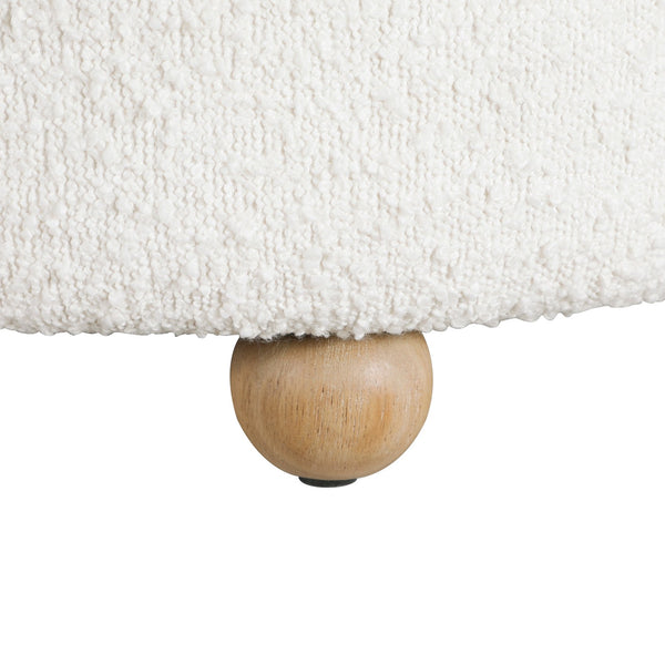 English Elm Modern Swivel Chair with Ottoman in Bouclé Fabric, Solid Wood Frame, Cozy Curved Design for Living Rooms White 32 L x 31 W x 31.25 H B011P281847