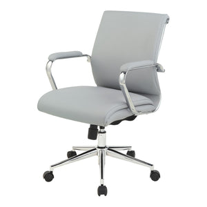 OSP Home Furnishings Mid Back Ergonomic Office Chair with Antimicrobial Fabric Chrome Arms and Lumbar Support Steel 920351C-R112