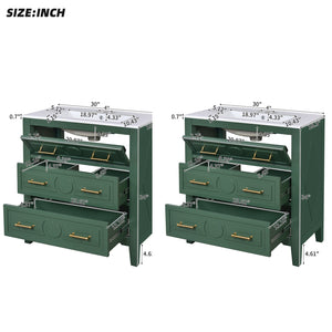 English Elm 60'' Freestanding Bathroom Vanity With Ceramic Sink, Charming Green Finish & Ample Storage Space N710SS00003F