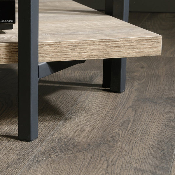 English Elm Console, Brown finish 43.7" Engineered Wood Table with 1" Thick Shelves, Powder-Coat Metal Frame, No-Tool Assembly B356P367934