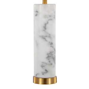 English Elm Marabella Marble and Brass Table Lamp Set with Linen Shade for Bedroom Decor B202P224184