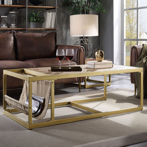 English Elm Retro Brown Coffee Table With Integrated Magazine Holder - Stylish, Durable, And Functional Design B062P209086-GIGA