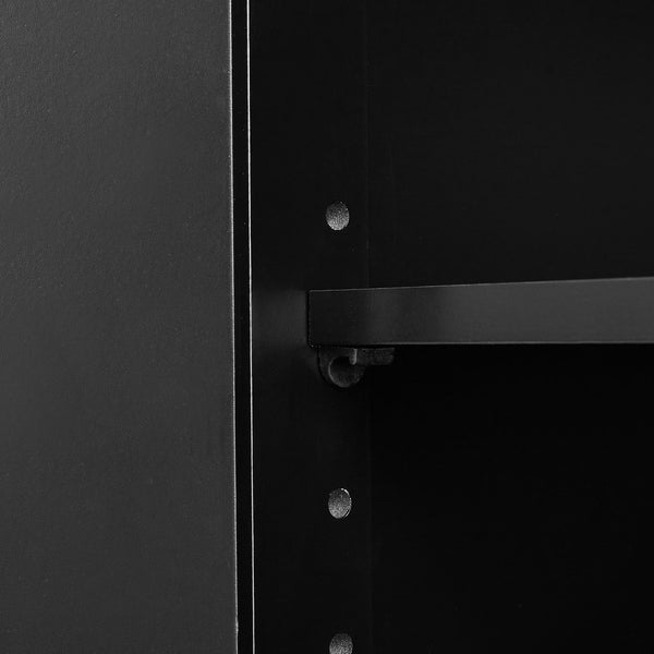 English Elm Bathroom Storage Cabinet with Two Doors and Drawers, Adjustable Shelf, MDF Finish, Slim 28"L x 15"W Black N725P188460B