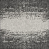 Unique Loom Outdoor Modern Ombre Machine Made Abstract Rug Charcoal Gray, Ivory/Gray 7' 10" x 7' 10"