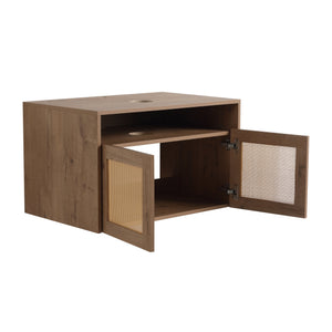 English Elm 30" Imitative Oak Wall-Mount Vanity Cabinet, 2 Soft-Close Doors, Scratch & Water-Resistant Plywood Finish W999P342103