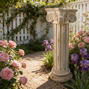 English Elm Pedestal Roman Column Plant Stand Aged Stone Magnesium Oxide Indoor Outdoor Display W5230P450590
