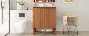 English Elm Christopher Knight Home® - 30" Modern Bathroom Vanity with Ceramic Sink, Natural Wood Grain, 45° Handle, Soft-Close, Ample Storage N817P245325N