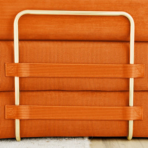 English Elm Modern Corduroy Sofa Bed Convertible Floor Couch with Removable Backrest, Modular King-Size Comfort, Orange W1117P323557