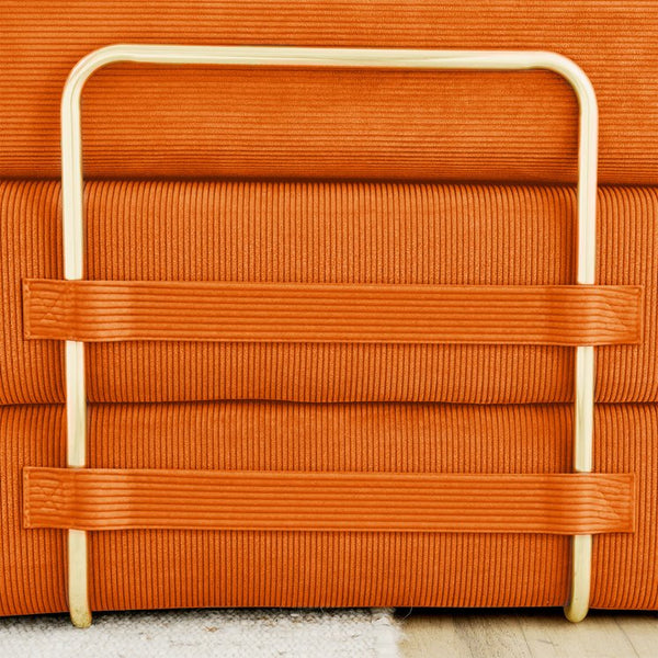 English Elm Modern Corduroy Sofa Bed Convertible Floor Couch with Removable Backrest, Modular King-Size Comfort, Orange W1117P323557