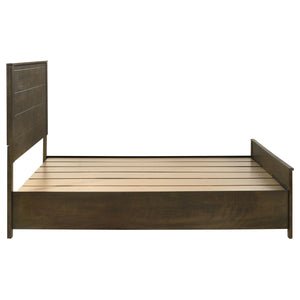 English Elm Greely Rustic Golden Brown Eastern King Storage Bed with Wire-Brushed Hardwood Finish & Dual Drawers B062S00703