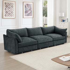 English Elm 3 Seater Sofa With Discreet Storage Drawers Under Each Seat For A Stylish, Clutter-Free Living Room W3041S00195