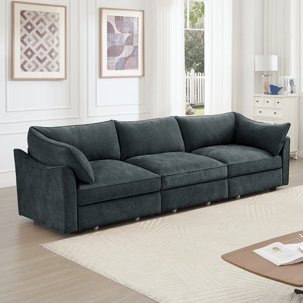 English Elm 3 Seater Sofa With Discreet Storage Drawers Under Each Seat For A Stylish, Clutter-Free Living Room W3041S00195