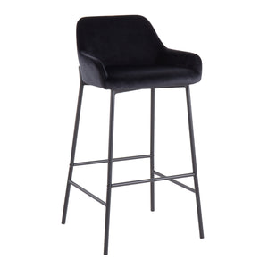 English Elm Daniella Industrial Bar Stools Set Of 2 - Plush Black Velvet & Sturdy Metal Frame For Modern Spaces B202S00538