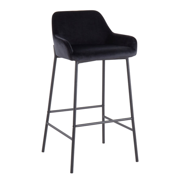 English Elm Daniella Industrial Bar Stools Set Of 2 - Plush Black Velvet & Sturdy Metal Frame For Modern Spaces B202S00538