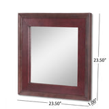 Christopher Knight Home® - Noble House - Bearden Handcrafted Boho Leather Square Wall Mirror, Antique Brown