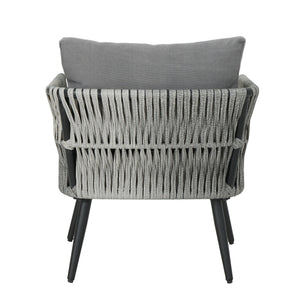 English Elm Oceanus Outdoor Club Chair Aluminum Frame Wicker Weave Mid-century Patio Lounge Seat 62734.00DGRY