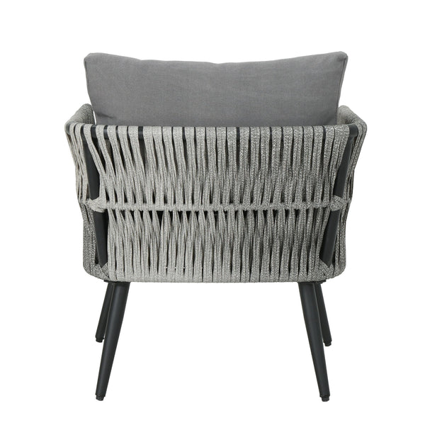 English Elm Oceanus Outdoor Club Chair Aluminum Frame Wicker Weave Mid-century Patio Lounge Seat 62734.00DGRY