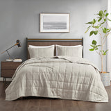 Beautyrest Guthrie Casual 3 Piece Striated Cationic Dyed Oversized Quilt Set BR13-3874 Natural