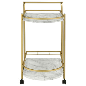 English Elm Desiree Luxe Gold 2-Tier Bar Cart with Faux Marble Shelves, Smooth Casters & Sturdy Metal Frame B062P344987