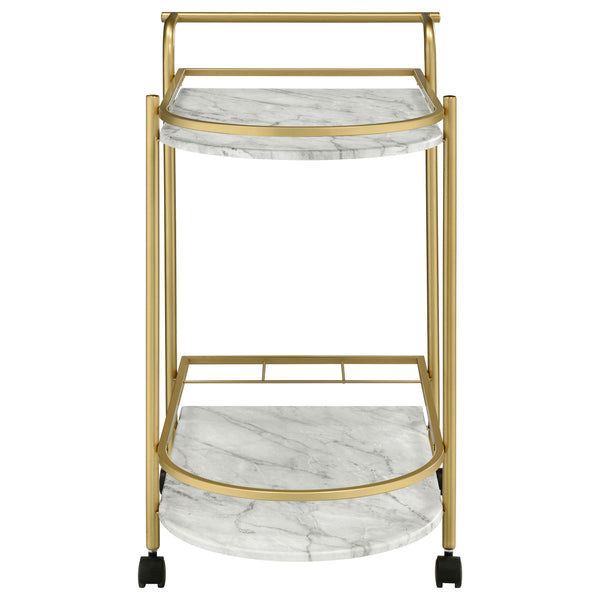 English Elm Desiree Luxe Gold 2-Tier Bar Cart with Faux Marble Shelves, Smooth Casters & Sturdy Metal Frame B062P344987