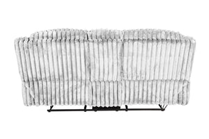 English Elm Beautiful Motion Recliner Loveseat Light Gray Fur-Like Corduroy with Console, Cup Holders & Drawer B011P335873