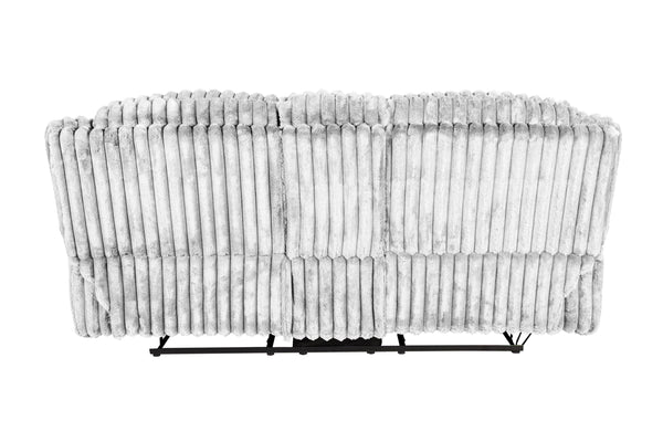 English Elm Beautiful Motion Recliner Loveseat Light Gray Fur-Like Corduroy with Console, Cup Holders & Drawer B011P335873