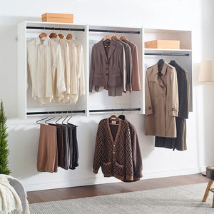 English Elm Devi White Wall Mounted Wood Closet System — Durable Melamine Finish, Ample Modular Storage, Easy Assembly for Walk-In Spaces B040P311949