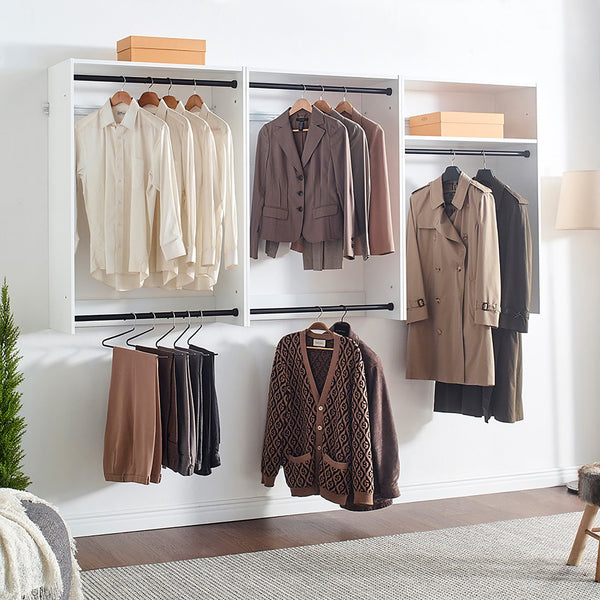 English Elm Devi White Wall Mounted Wood Closet System — Modern Melamine Construction, Ample Storage & Easy Assembly B040P311948