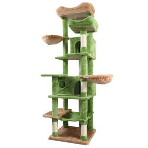 English Elm 68in Plush Six Level Cat Tower with Cave Hammocks Sisal Posts for Indoor Cats W243P351712