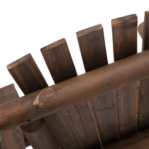 English Elm Outsunny 2-Seat Adirondack Loveseat With Table - Durable Carbonized Wood For Cozy Outdoor Relaxation W2225P174103-GIGA